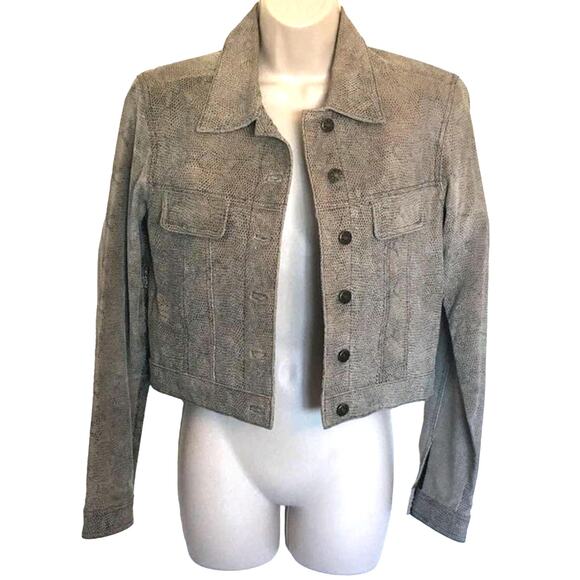 Brandon Thomas Python Snake Pattern LEATHER Jacket EUC Size Small - Picture 1 of 5